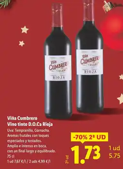 Lidl Viña Cumbrero Vino tinto D.O.Ca Rioja oferta