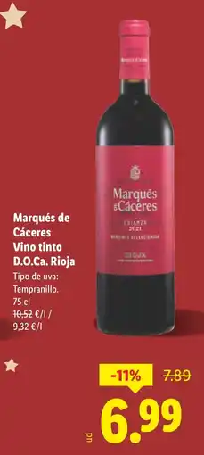 Lidl Marqués de Cáceres Vino tinto D.O.Ca. Rioja oferta