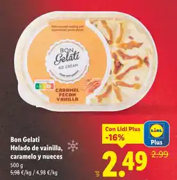 Lidl BON GELATI Helado de vainilla, caramelo y nueces oferta