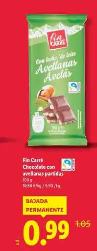 Lidl FIN CARRE Chocolate con avellanas partidas oferta