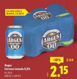Lidl ARGUS Cerveza tostada 0,0% oferta