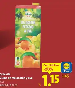 Lidl SOLEVITA Zumo de melocotón y uva oferta