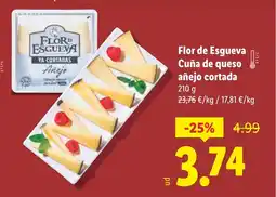 Lidl FLOR DE ESGUEVA Cuña de queso añejo cortada oferta