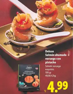Lidl DELUXE Salmón ahumado noruego con pistacho oferta