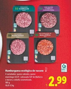 Lidl Hamburguesa ecológica de vacuno oferta