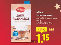 Lidl MILBONA Leche evaporada oferta