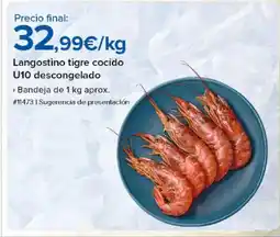 Costco Langostino tigre cocido U10 descongelado oferta