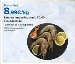 Costco Bandeja langostino crudo 30/40 descongelado oferta