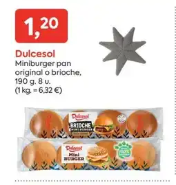 Suma Supermercados DULCESOL Miniburger pan original o brioche oferta
