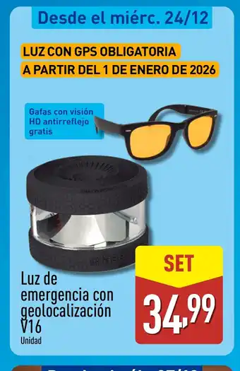 Luz de emergencia con geolocalización V16