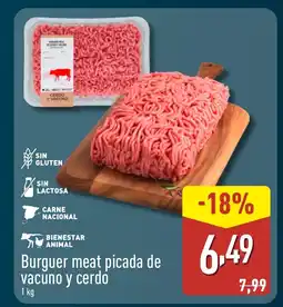 ALDI Burguer meat picada de vacuno y cerdo oferta