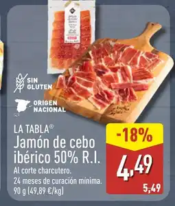 ALDI LA TABLA Jamón de cebo ibérico 50% R.I. oferta
