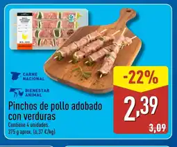 ALDI Pinchos de pollo adobado con verduras oferta