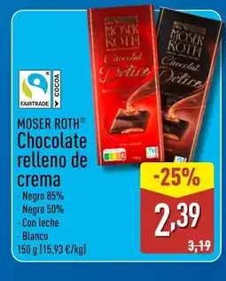 ALDI MOSER ROTH Chocolate relleno de crema oferta