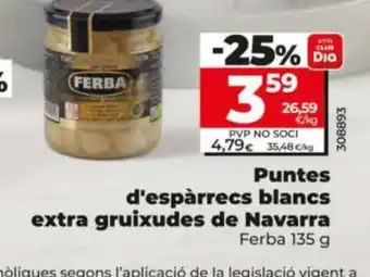 FERBA Puntes d'espàrrecs blancs extra gruixudes de Navarra