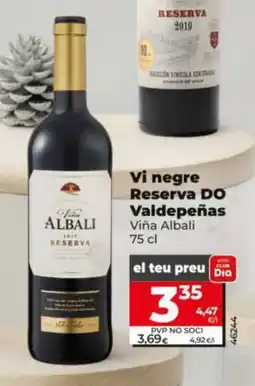Dia VIÑA ALBALI Vi negre Reserva DO Valdepeñas oferta