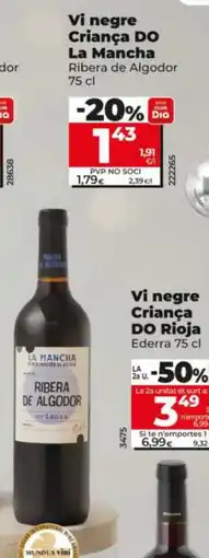 Dia EDERRA Vi negre Criança DO Rioja oferta