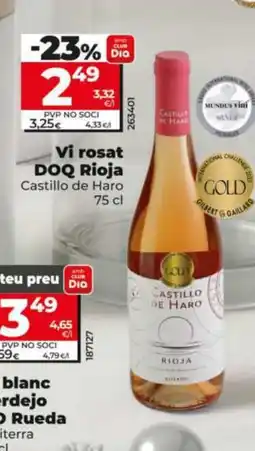 Dia CASTILLO DE HARO Vi rosat DOQ Rioja oferta