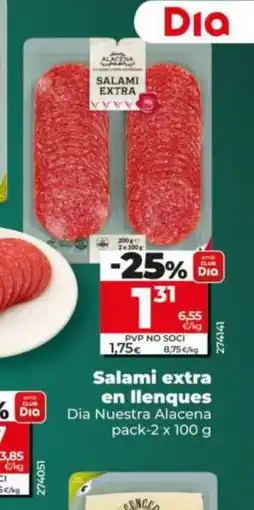Dia DIA NUESTRA ALACENA Salami extra en llenques oferta