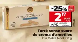 Dia DIA DULCE NOEL Torró sense sucre de crema d'ametlles oferta