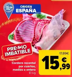 Carrefour Cordero recental por cuartos, medios o entero oferta