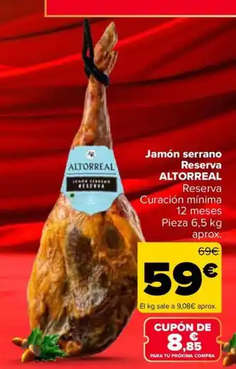 Carrefour ALTORREAL Jamón serrano Reserva oferta