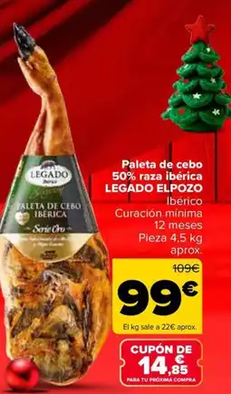 Carrefour LEGADO ELPOZO Paleta de cebo 50% raza ibérica oferta