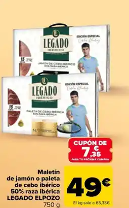 Carrefour LEGADO ELPOZO Maletín de jamón o paleta de cebo ibérico 50% raza ibérica oferta