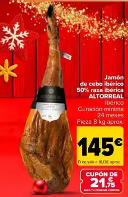 Carrefour ALTORREAL Jamón de cebo ibérico 50% raza ibérica oferta