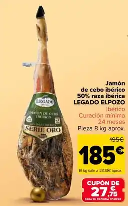 Carrefour LEGADO ELPOZO Jamón de cebo ibérico 50% raza ibérica oferta