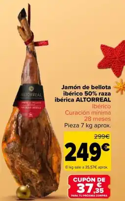 Carrefour ALTORREAL Jamón de bellota ibérico 50% raza ibérica oferta