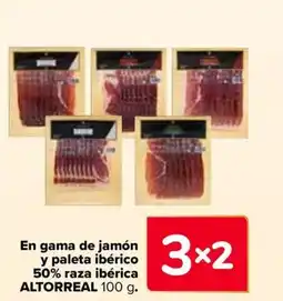 Carrefour ALTORREAL En gama de jamón y paleta ibérico 50% raza ibérica oferta