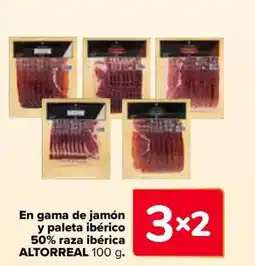 Carrefour ALTORREAL En gama de jamón y paleta ibérico 50% raza ibérica oferta