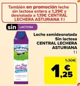 Carrefour ASTURIANA Leche semidesnatada sin lactosa central lechera oferta