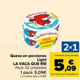 Carrefour LA VACA QUE RÍE Queso en porciones Light oferta