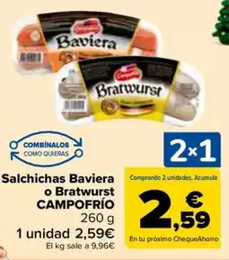 Carrefour CAMPOFRÍO Salchichas Baviera o Bratwurst oferta