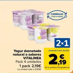 Carrefour VITALINEA Yogur desnatado natural o sabores oferta
