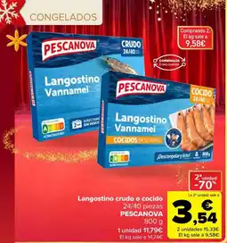 Carrefour PESCANOVA Langostino crudo o cocido 24/40 piezas oferta