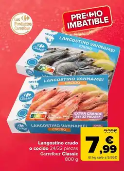 Carrefour Langostino crudo o cocido 24/32 piezas Carrefour Classic oferta