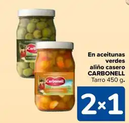 Carrefour CARBONELL En aceitunas verdes aliño casero Tarro oferta