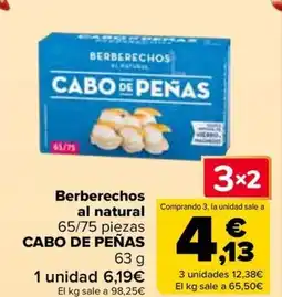 Carrefour CABO DE PEÑAS Berberechos al natural 65/75 piezas oferta