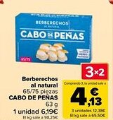 Carrefour CABO DE PEÑAS Berberechos al natural 65/75 piezas oferta