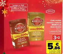 Carrefour MARCILLA Café molido mezcla o natural Gran Aroma oferta