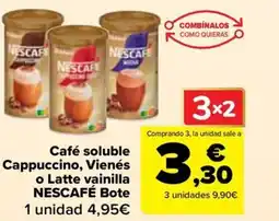 Carrefour NESCAFÉ Café soluble Cappuccino, Vienés o Latte vainilla Bote oferta