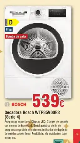 Hiper FROIZ BOSCH Secadora WTR85V00ES (Serie 4) oferta