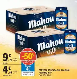 E.Leclerc Mahou - cerveza tostada sin alcohol 0,0 oferta