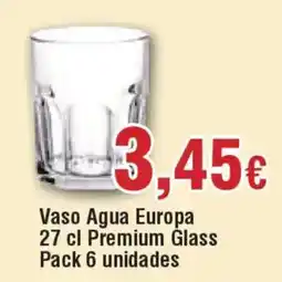 Hiper FROIZ Vaso Agua Europa Premium Glass Pack 6 unidades oferta