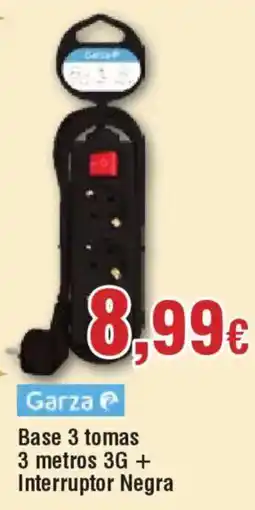 Hiper FROIZ GARZA Base 3 tomas 3 metros 3G + Interruptor Negra oferta