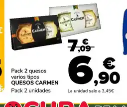 Supeco QUESOS CARMEN Pack 2 quesos varios tipos oferta