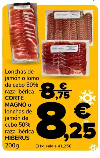 CORTE MAGNO Lonchas de jamón o lomo de cebo 50% raza ibérica